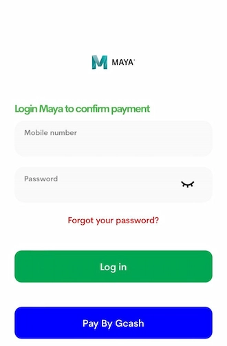 Step 3: You will be redirected to the Maya account login page. Please fill in your Maya account information correctly and make the transfer.