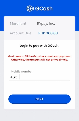 Step 4: The GCash login interface will appear on your phone screen. Enter your phone number to log in to your GCash account.