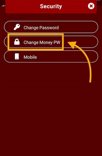 Step 2: The options will appear after you access Security. Players should select the option "Change Money PW".
